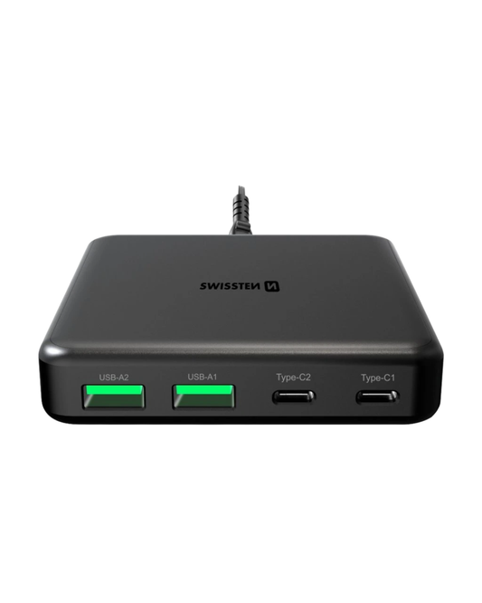 Swissten Desktop GaN Travel Charger 2x USB-C + 2x USB 65W