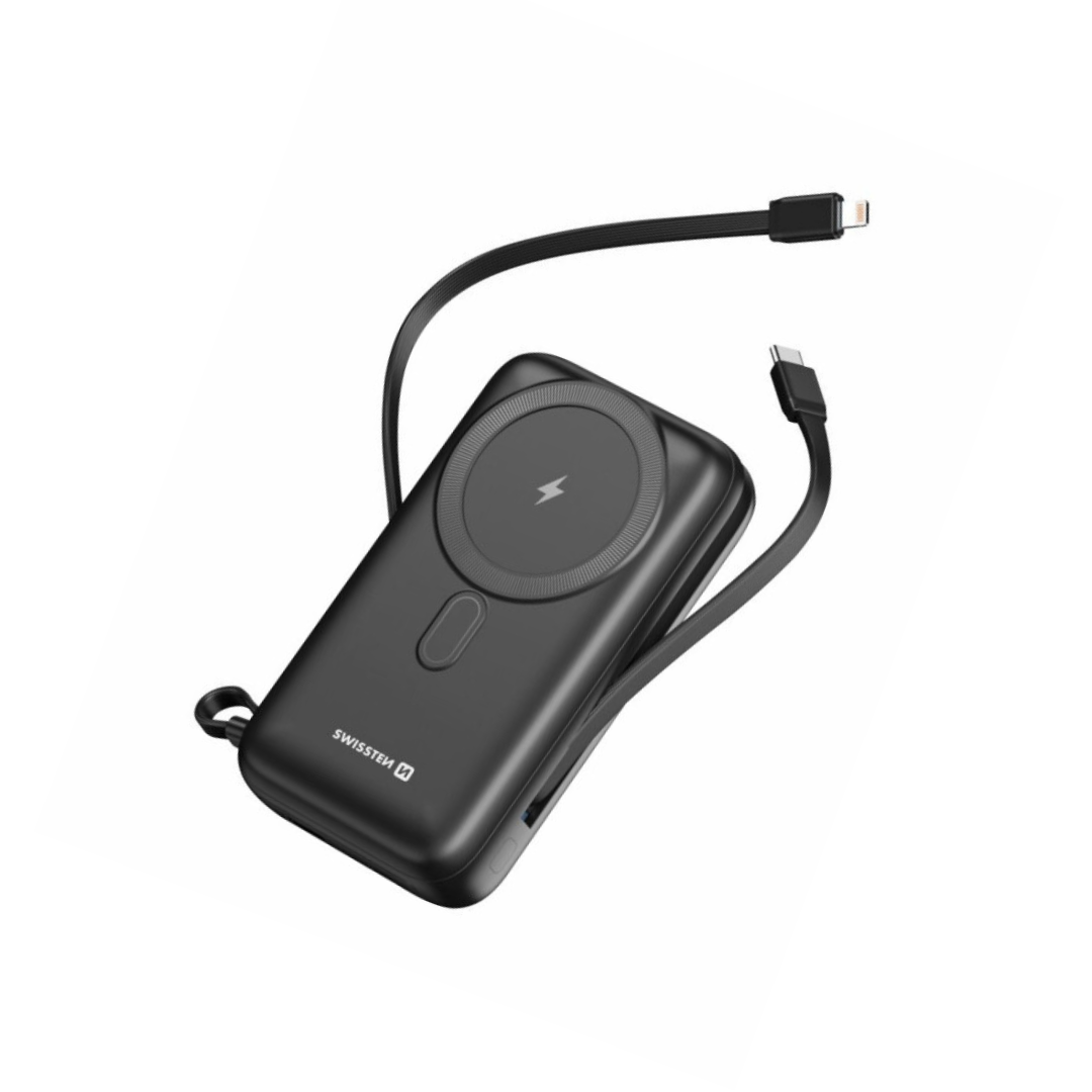 Swissten 20,000mAh Powerbank with Built-In Cables