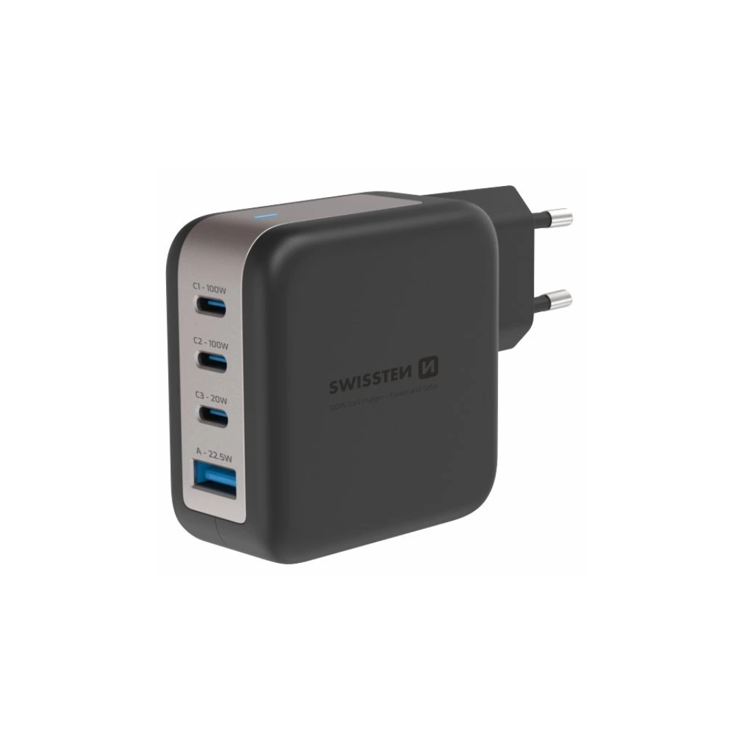 Swissten GaN 3xUSB-C, 1xUSB-A 100W Charging Plug