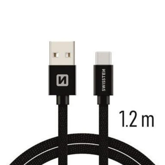 1.2 USB-A to USB-C Charging & Data Cable (Black) - Swissten