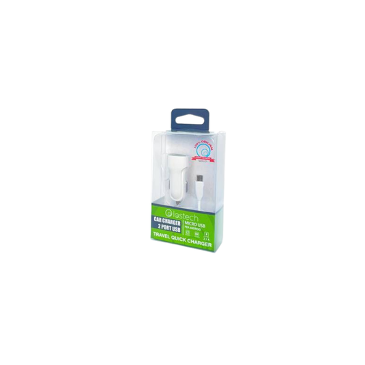 Lostech | Car Charger Adapter w/ 2 USB-A Ports in White