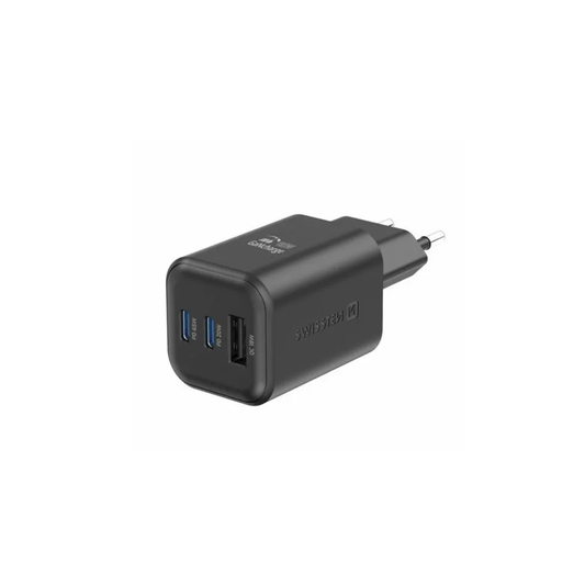 Swissten GaN 2xUSB-C, 1xUSB-A 65W Charging Plug