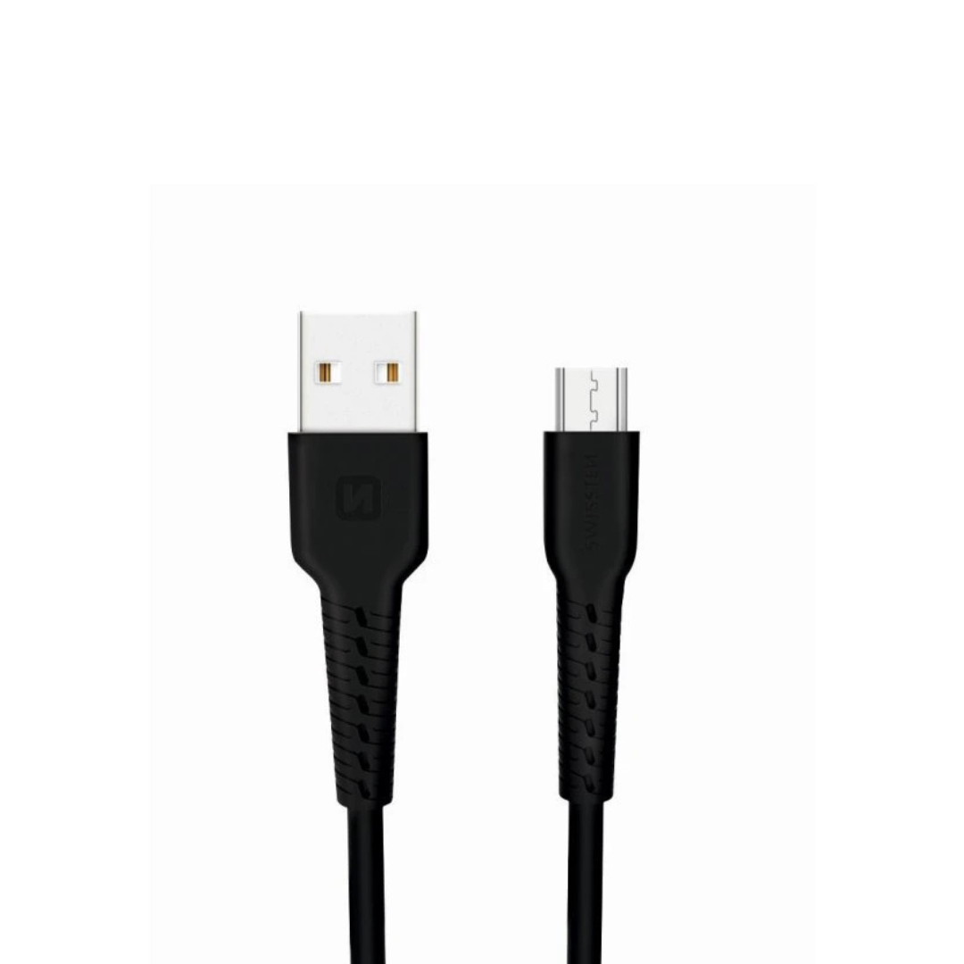 1.2M USB-A to Micro USB Charging and Data Cable (Grey) - Swissten