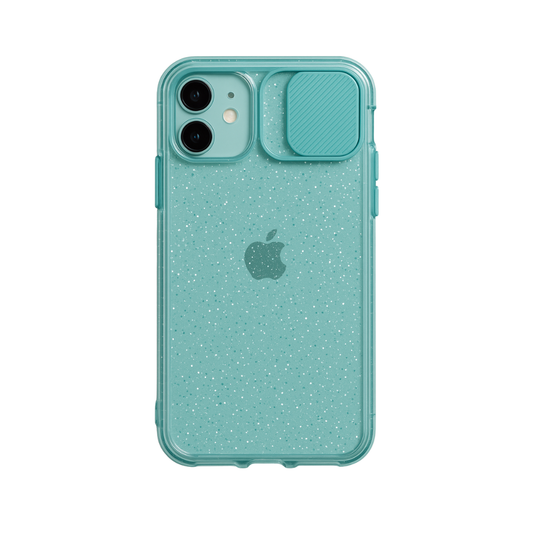 iPhone 11 Phone Case - Light Teal Clear & Glitters with Camera Cover