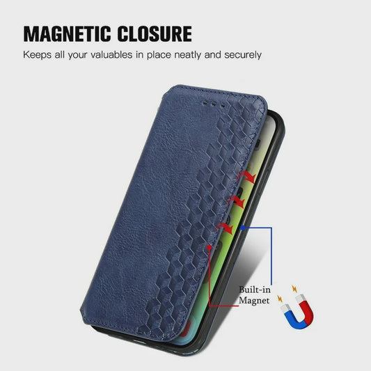 vivo Y76 5G Phone Case - Blue Flip with Hexagons