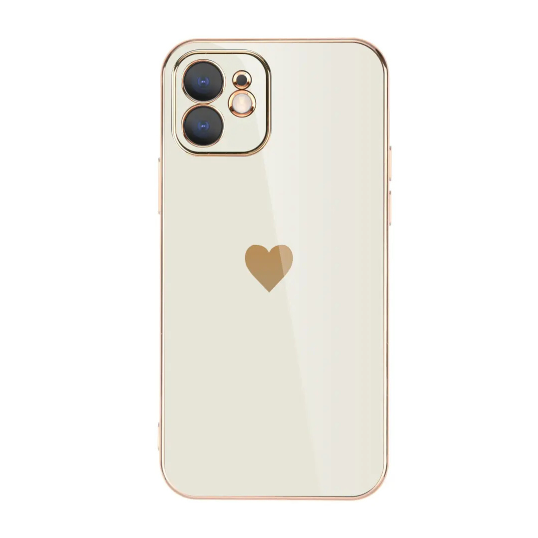 iPhone 12 Pro Phone Case - Coolyer Clear Heart & Gold