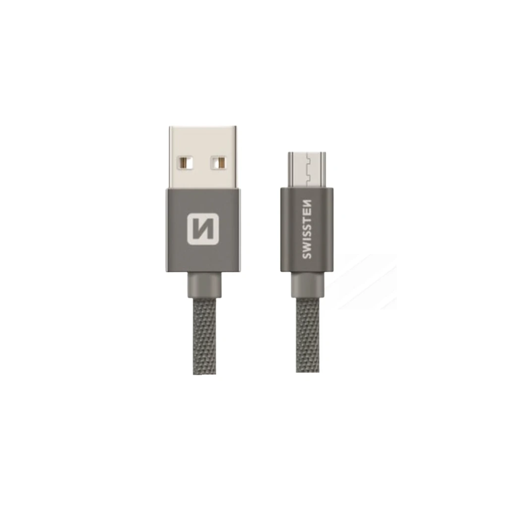 [8595217455474] 1.2M USB-A to Micro USB Charging and Data Cable (Grey) - Swissten