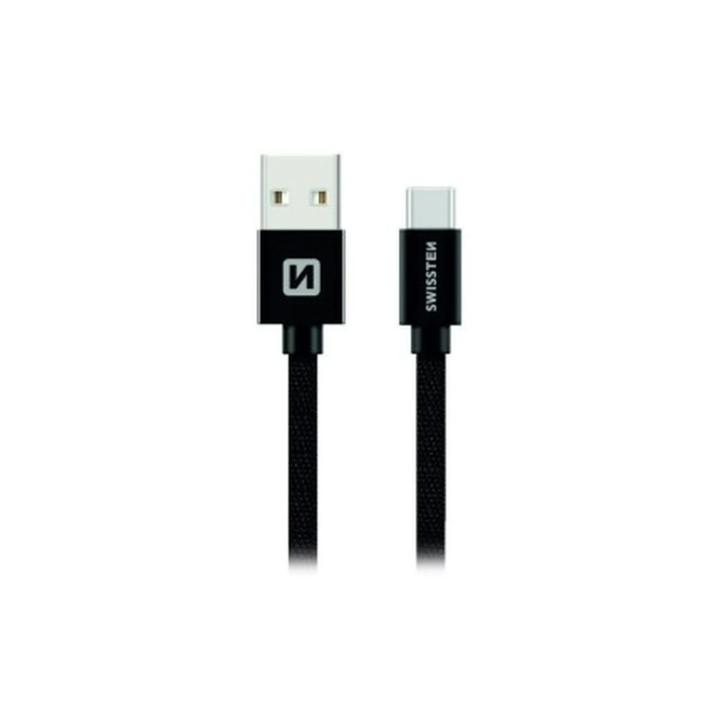 [8595217455276] 1.2M USB-A to USB-C Charging & Data Cable (Black) - Swissten