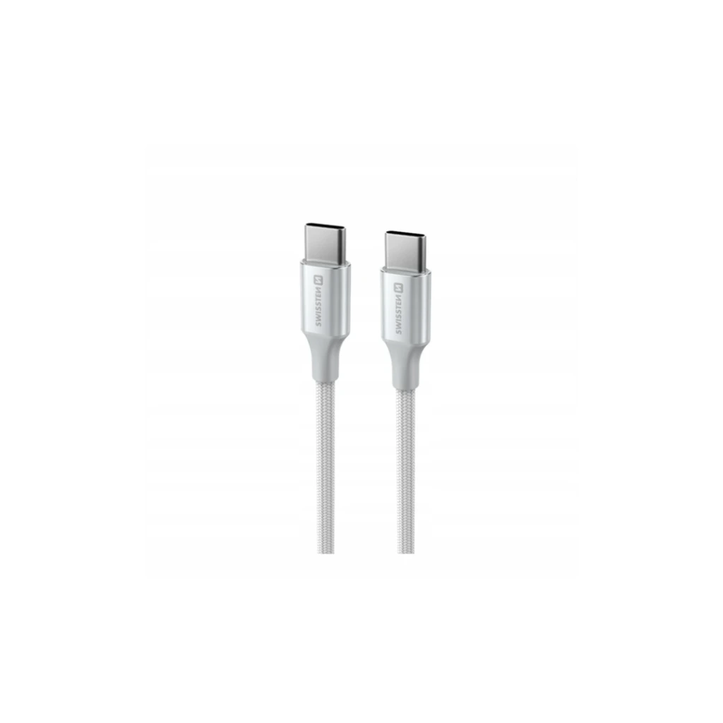 [8595217487628] 1.5M USB-C to USB-C Charging and Data Cable - Swissten (White)