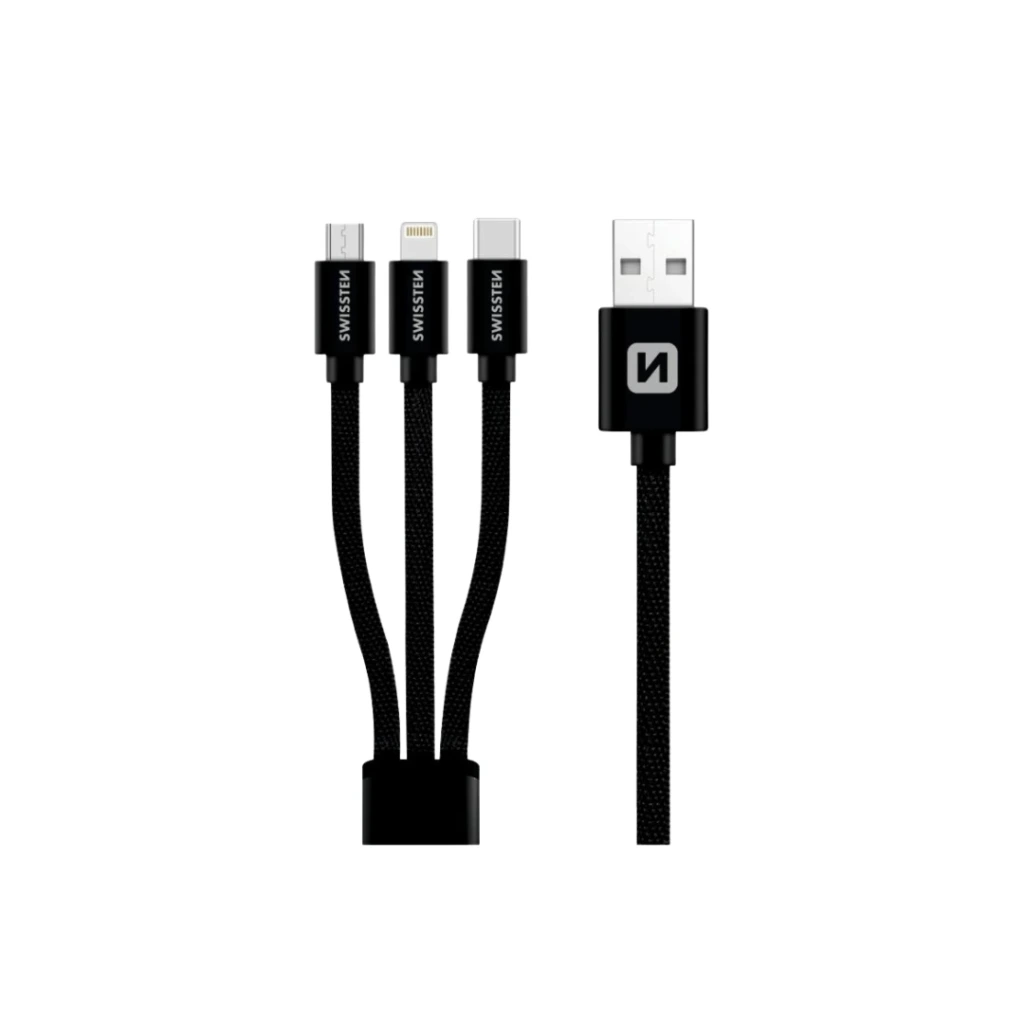 3-in-1 (USB-C, Micro USB & Lightning) Cable - Swissten