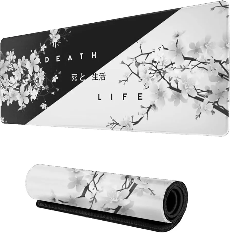 [89717712727] Gaming Mouse Pad - B&W Sakura Tree Pattern
