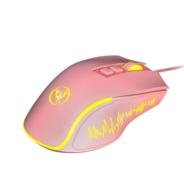 [12241] HXSJ X100 Wired Gaming Mouse in Pink