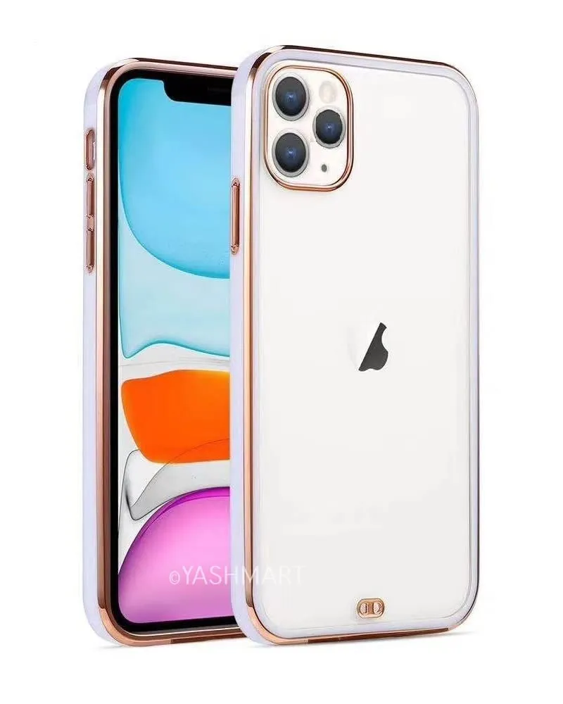 [10560] iPhone 11 Pro Max Phone Case - Clear & Chrome