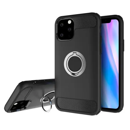 [10582] iPhone 11 Pro Phone Case - Blur & Black with Finger Strip