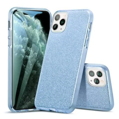 [10581] iPhone 11 Pro Phone Case - Glitter Clear & Light Blue