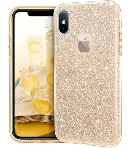 [10684] iPhone XS Max Phone Case - Gold and Glitters