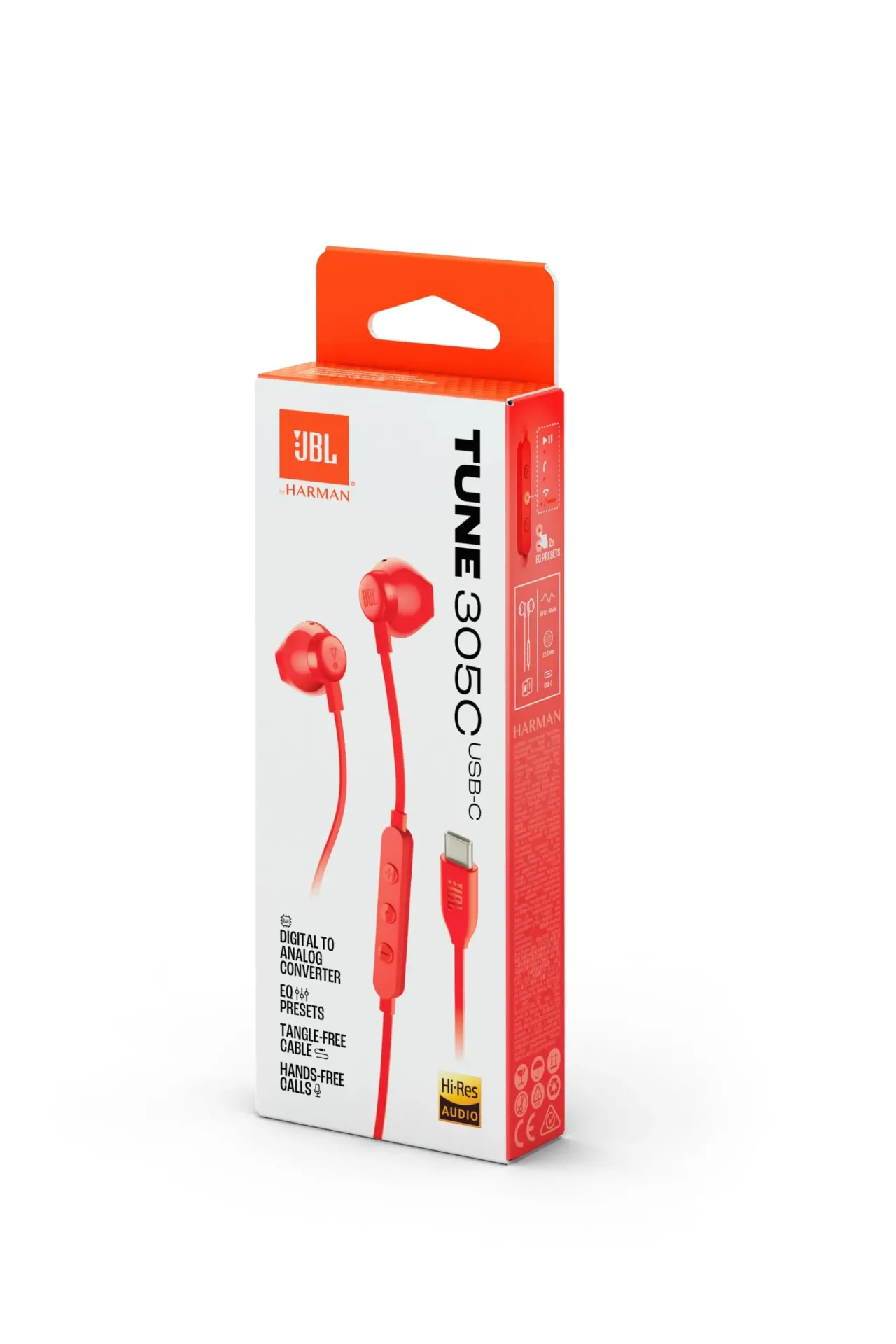 [1200130013928] JBL 305C | USB-C Wired Earbuds in Red