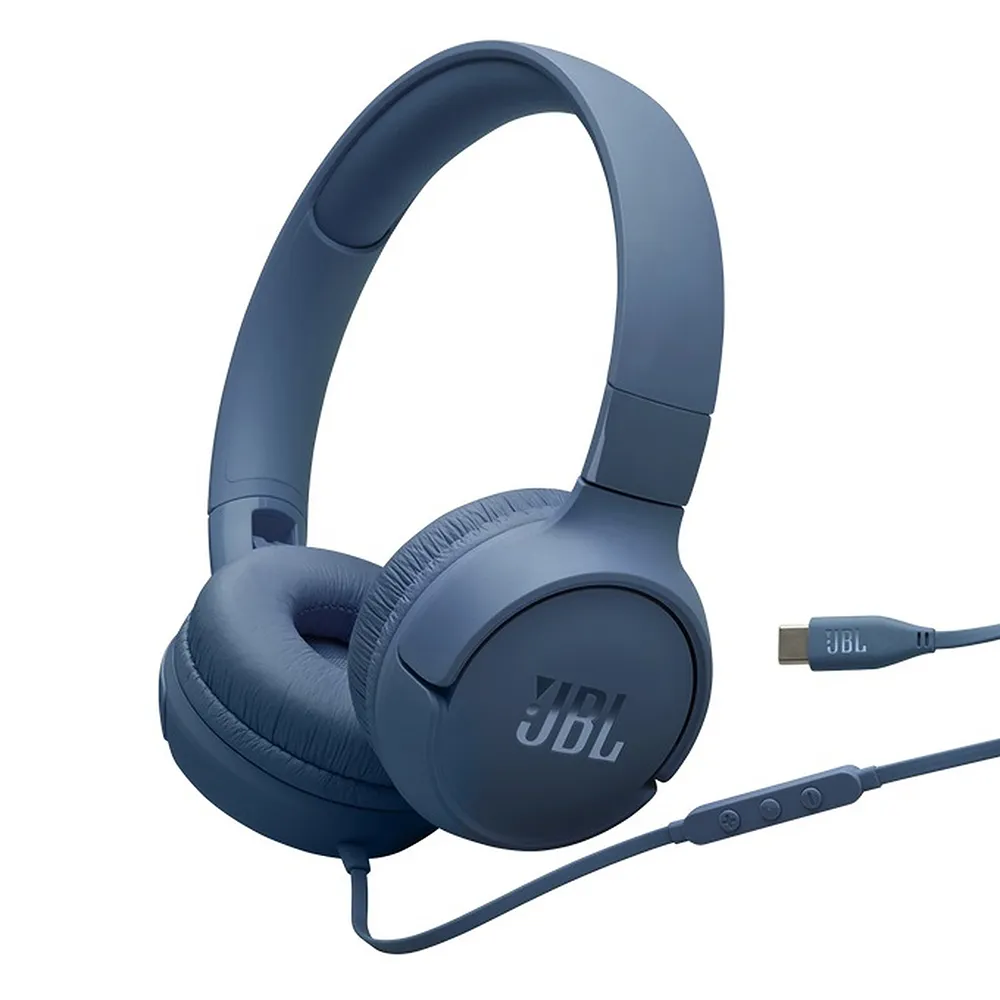[1200130023279] JBL 520C Wired Headphones in Blue