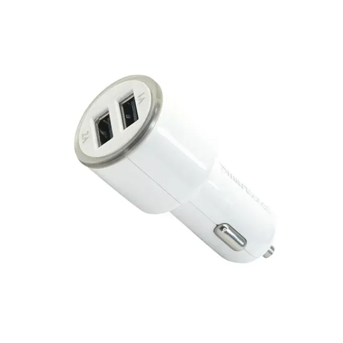[10349] Lostech | Car Charger Adapter w/ 2 USB-A Ports in White