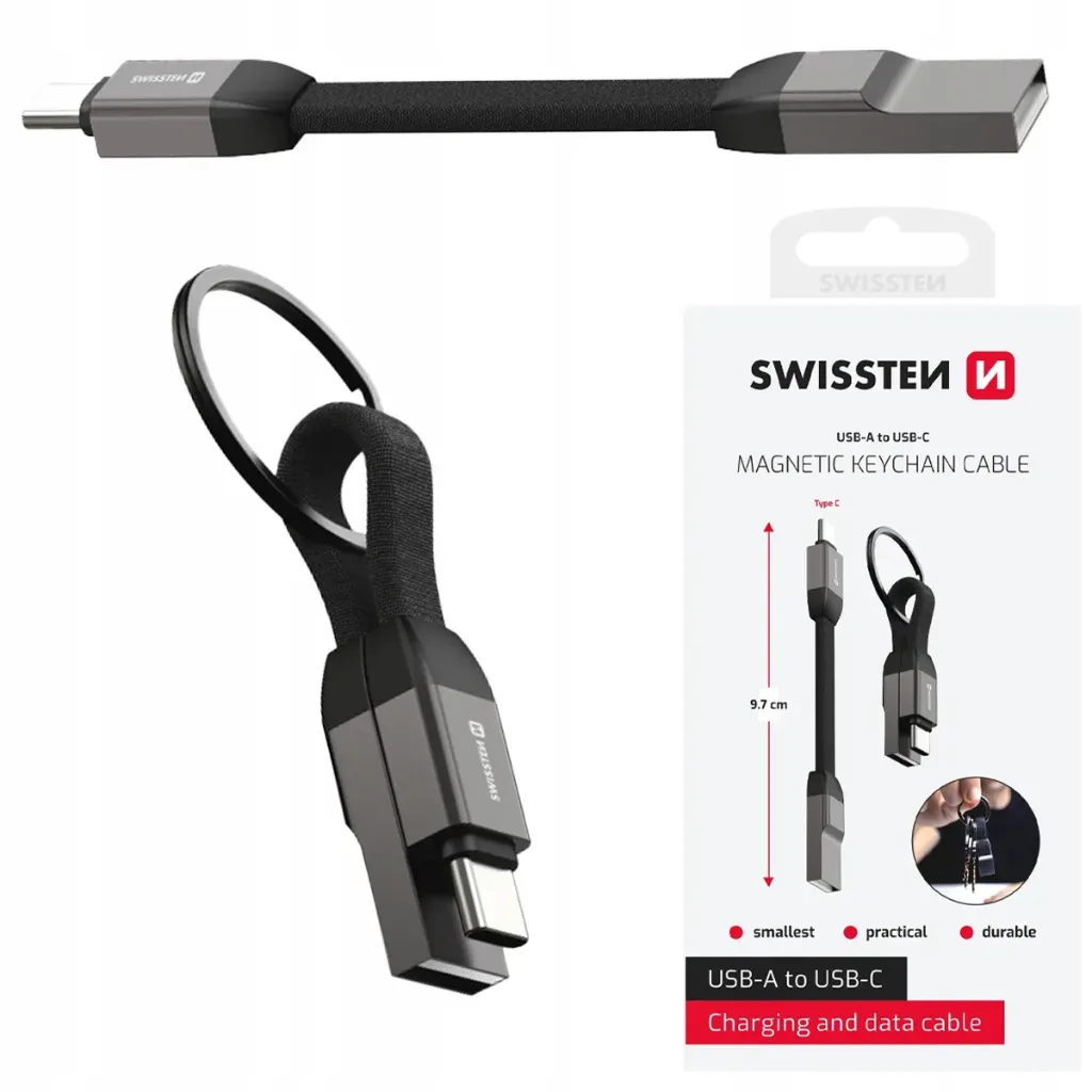 [11274] Magnetic USB-A to USB-C Keychain Cable - Swissten