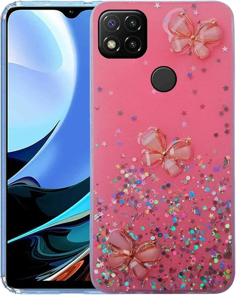 [8080201378223] Redmi Note 9C Phone Case - Pink Glitters