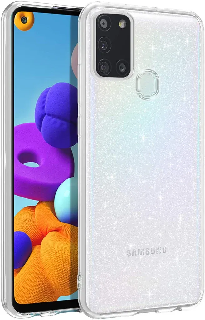Samsung Galaxy A21S Phone Case - Silver Glitters