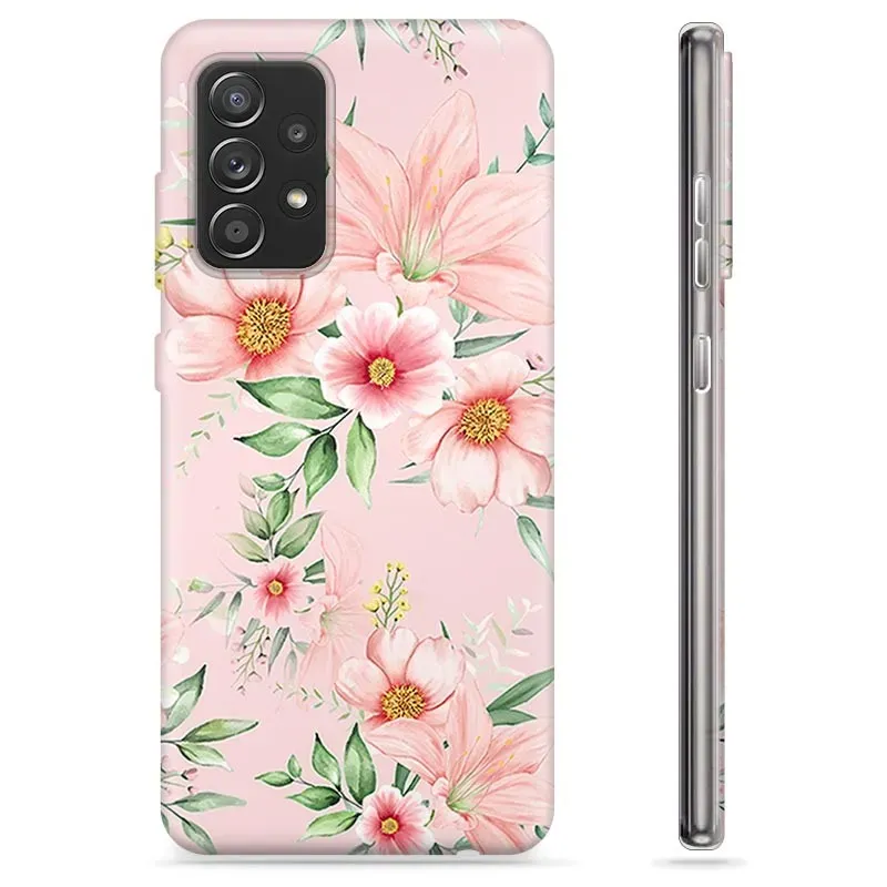 [10764] Samsung Galaxy A52 Phone Case - Blur and Flowers Design