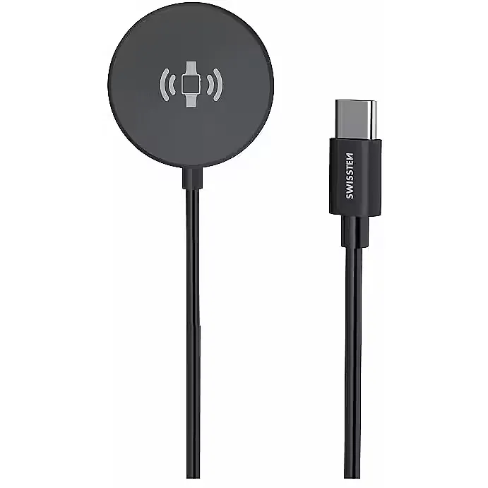 [12466] Swissten 1.2M USB-C Wireless Magnetic Charger for Samsung Galaxy Watch in Black