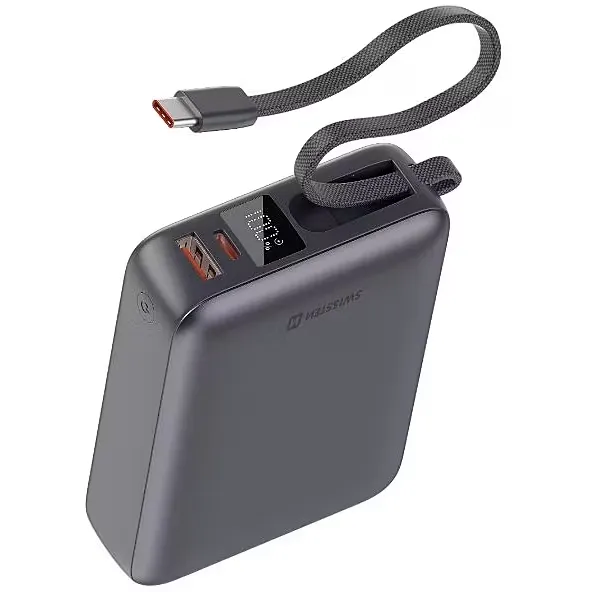 [8595217490833] Swissten 20,000mAh 45W Powerbank with Built USB-C Cable