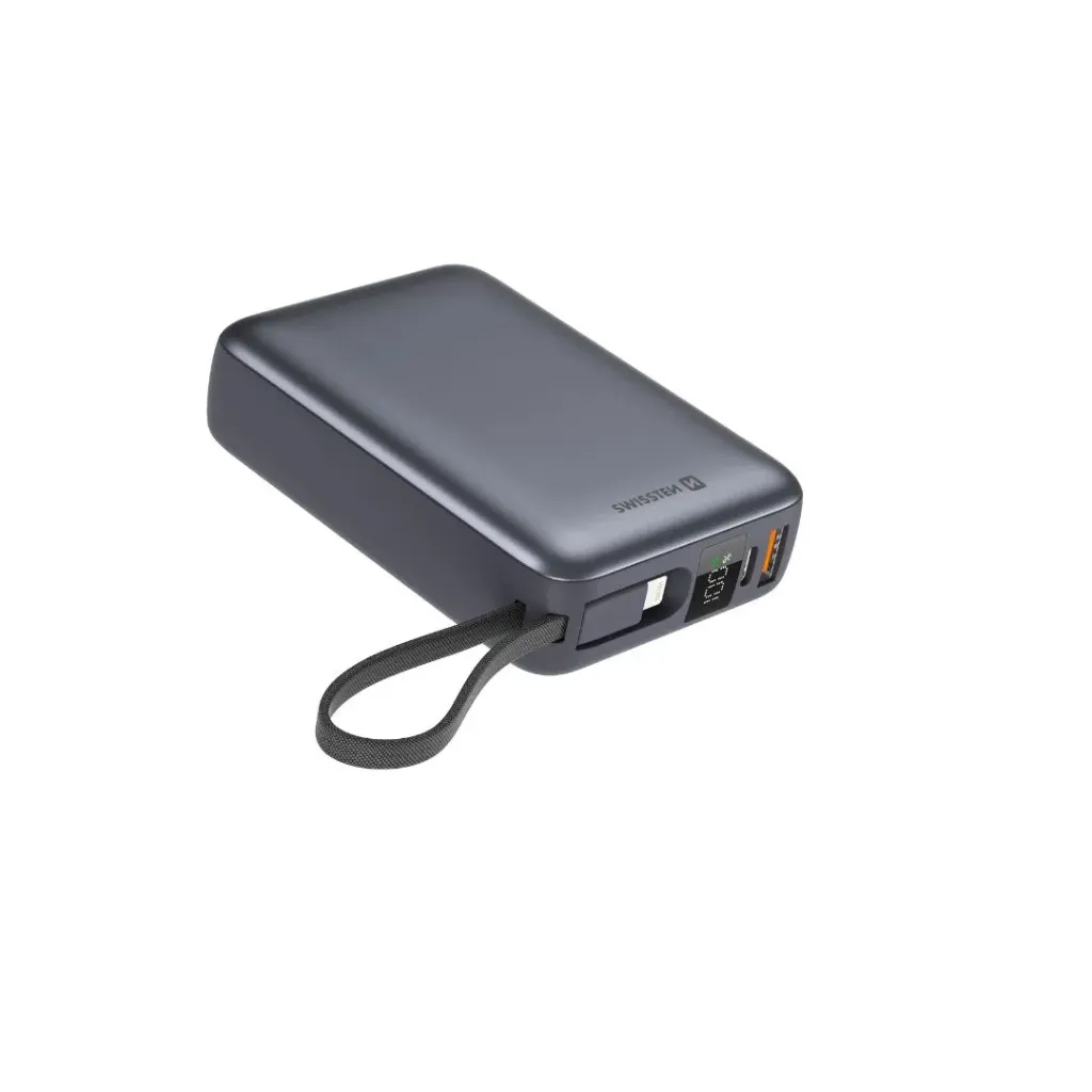 [8595217490598] Swissten 20,000mAh Powerbank with Built in Cables in Silver
