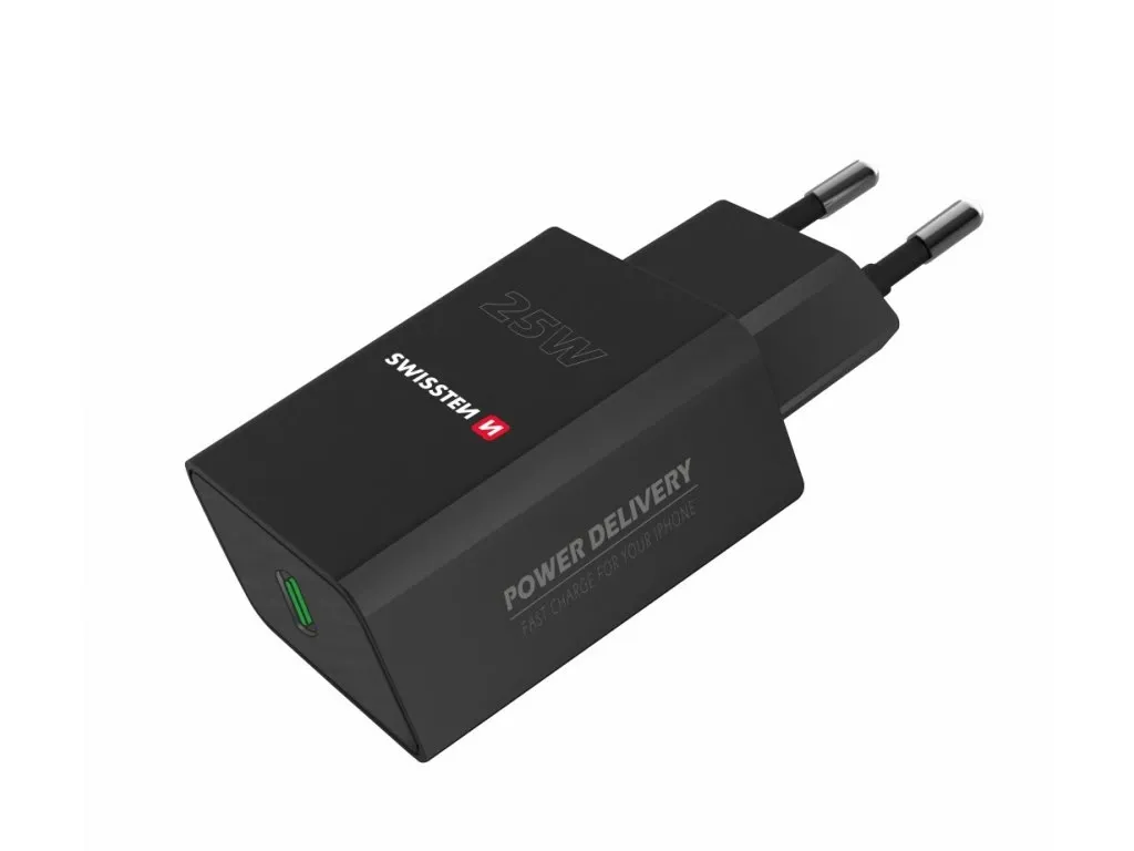 [8595217480391] Swissten 25W USB-C Charging Plug in  Black