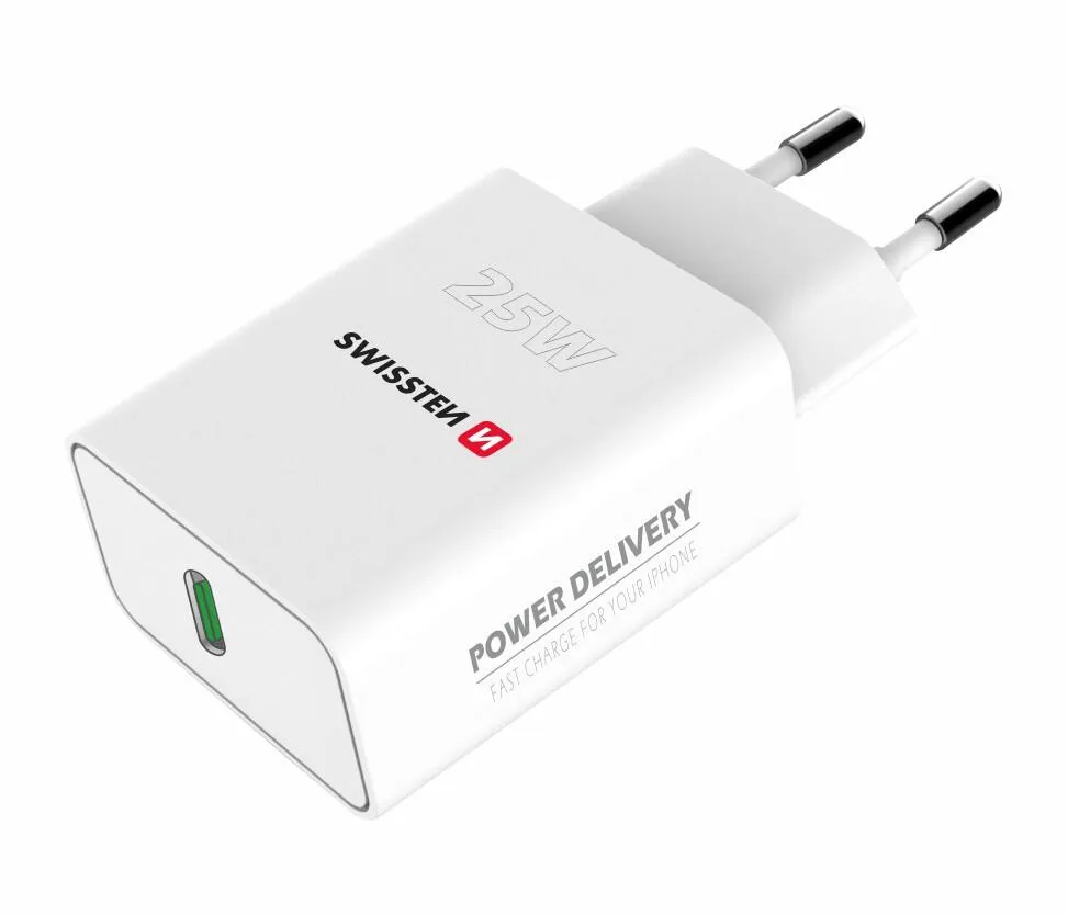 [8595217480407] Swissten 25W USB-C Charging Plug in White