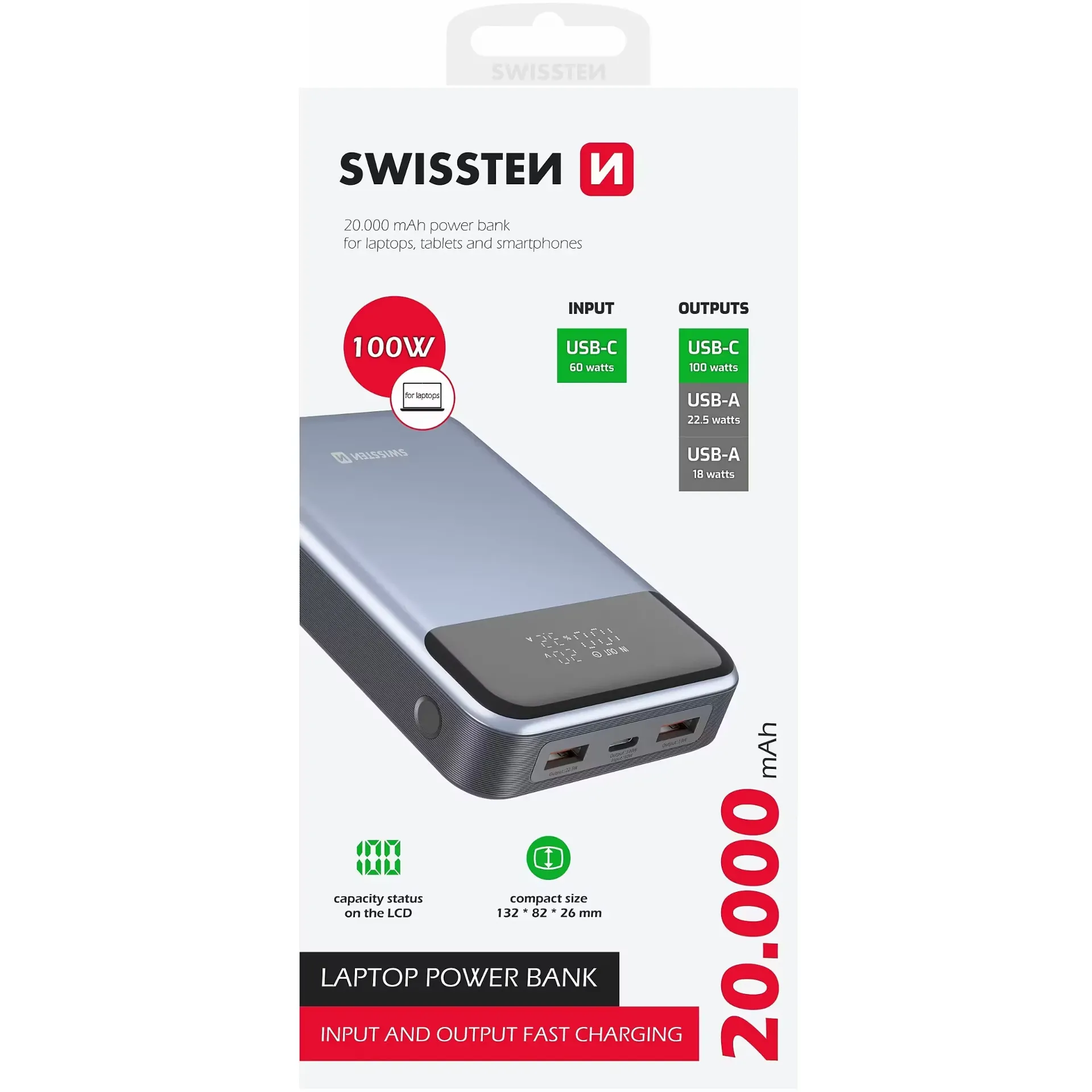 [8595217484016] Swissten 30,000mAh Powerbank for Laptops