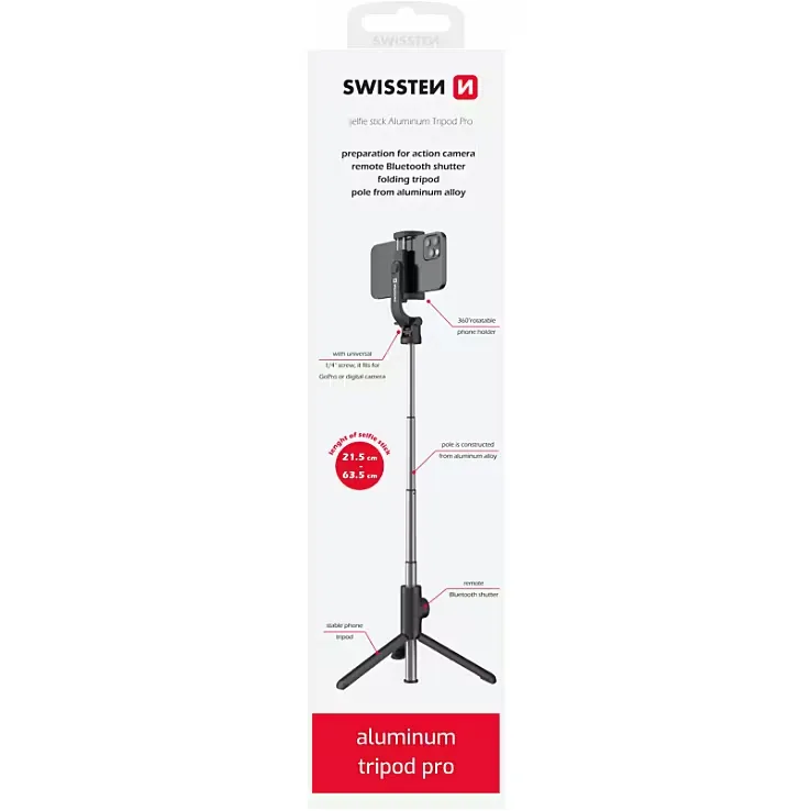 Swissten Bluetooth Aluminum Tripod and Selfie Stick