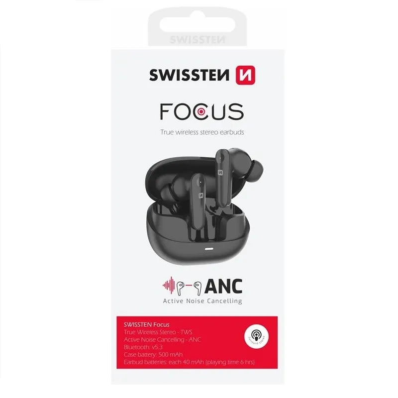Swissten FocusANC Earphones in Black