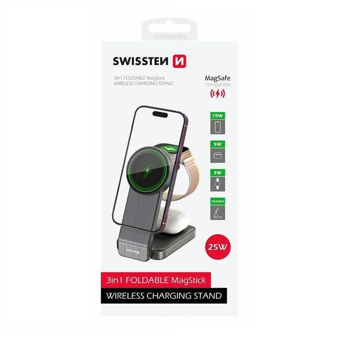 [8595217484764] Swissten Foldable 3-IN-1 Charging Station