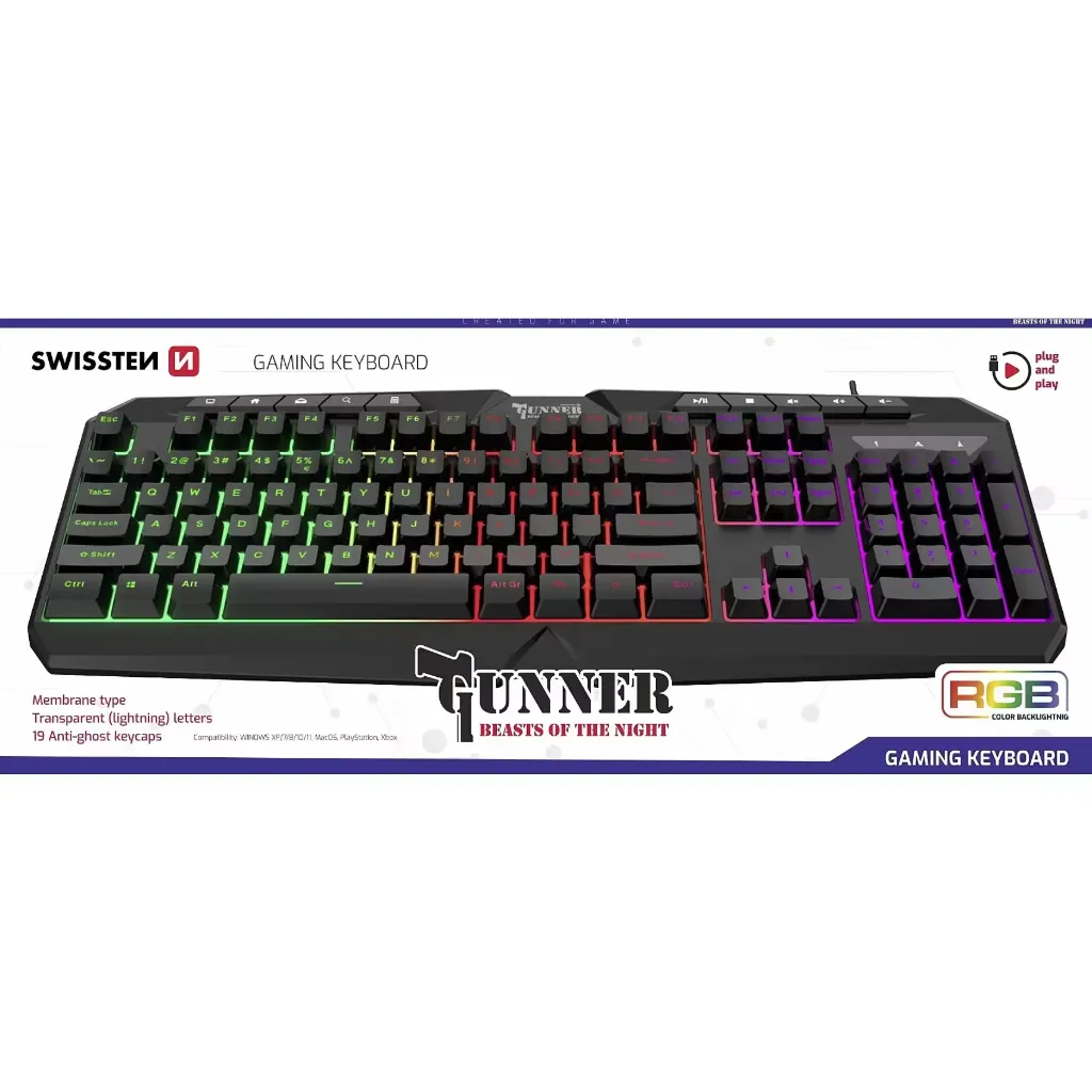 [8595217488618] Swissten Gunner Gaming Keyboard