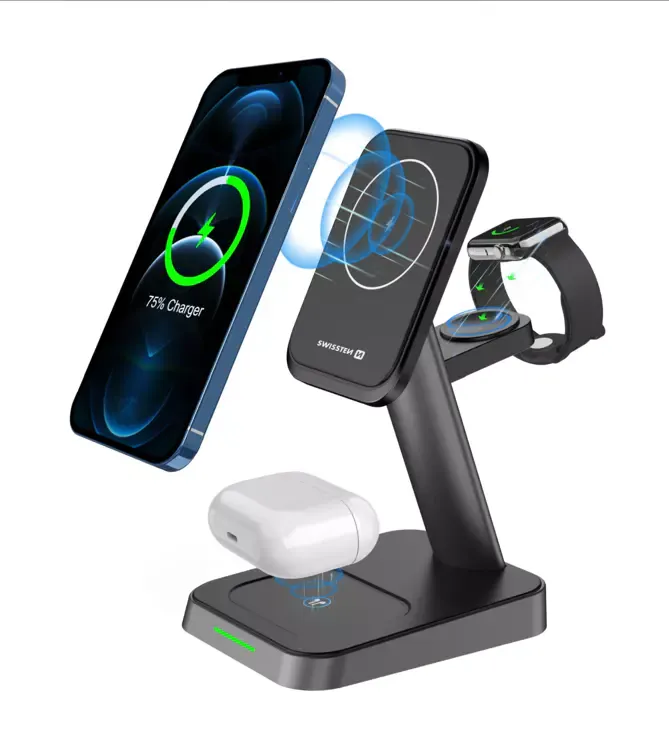 [8595217478152] Swissten Magstick Wireless Charger 3 in 1 Magsafe Compatible