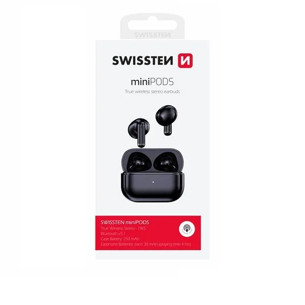 [8595217478831] Swissten MiniPods in Black