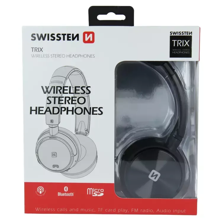[8595217465176] Swissten Trix Stereo Headphones in Black