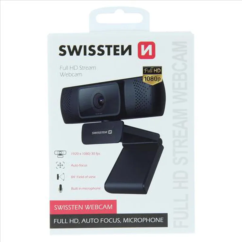 [8595217471184] Swissten Webcam FHD 1080p | Black