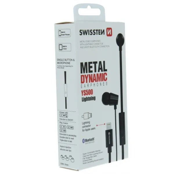[12463] Swissten YS500 Lightning Earphones in Black