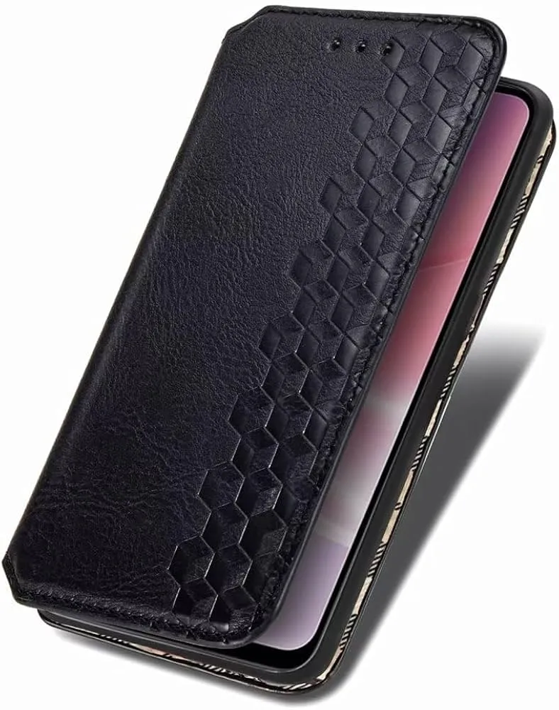 [10708] vivo Y76 5G Phone Case - Black Flip with Hexagons