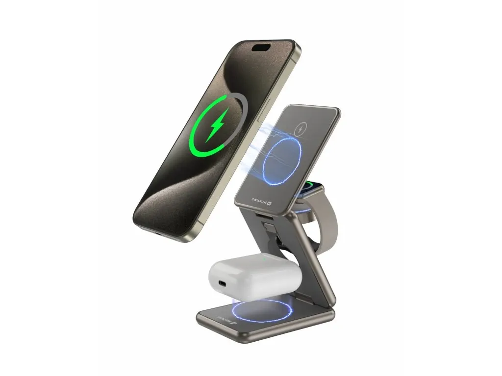 [8595217487000] Wireless Charger 2-in-1 Apple Watch and Phone Charger - Swissten